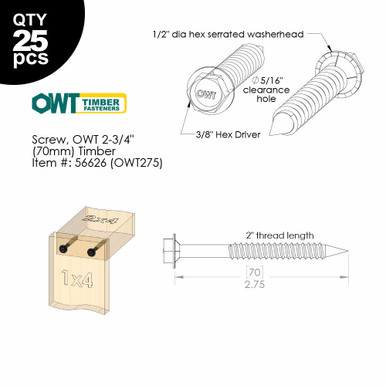 thumbnail image 2 of OZCO 56650 34-inch By 6 To 8-inch OWT Timber Bolts, | Ubuy India 2 of 9