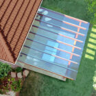 Overhead View of Pergola and patio with EZ Glaze System installed in clear